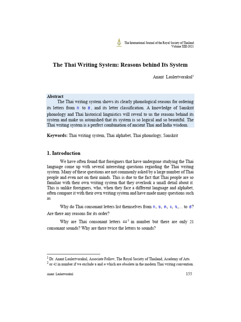 Understanding the Thai Writing System | PDF | Syllable | Thai Language