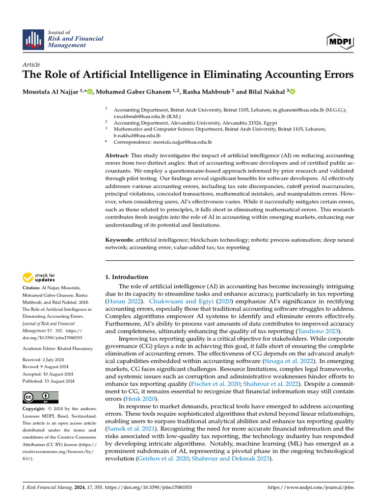 AI's Impact on Accounting Errors | PDF | Artificial Intelligence ...