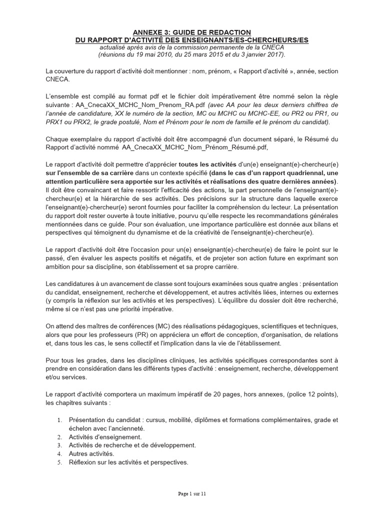 Guide de Rédaction du Rapport d'Activité | PDF | Doctorat | Enseignement