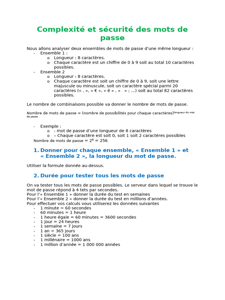 Complexité des mots de passe à 8 caractères PDF — free download