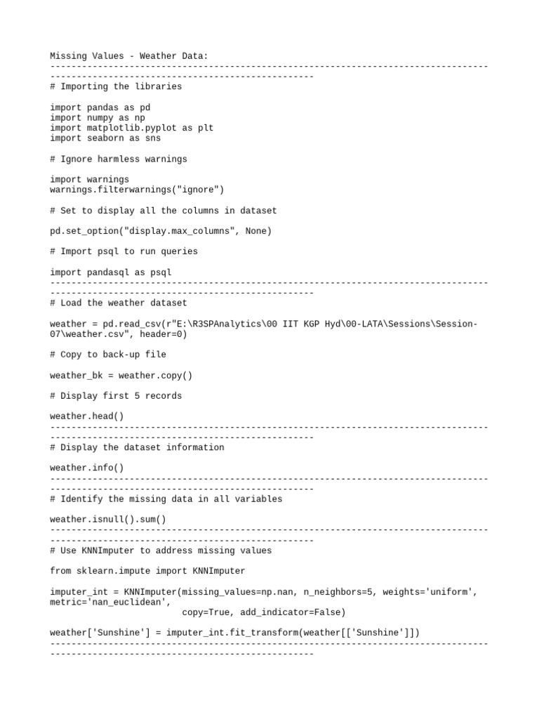 Weather Data Imputation Guide | PDF | Computing | Computer Programming