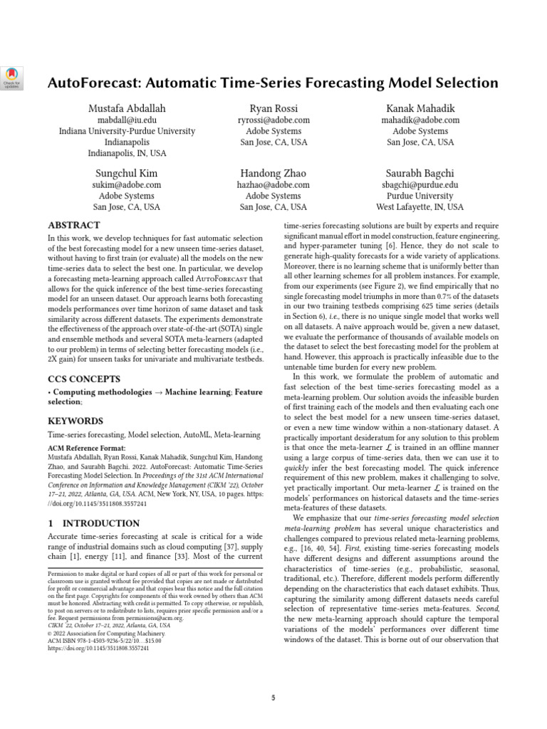 Autoforecast: Automatic Time-Series Forecasting Model Selection | PDF ...