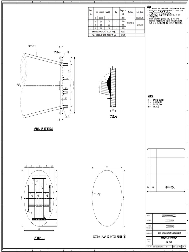 Detail of Bulkhead (ID 433) - SHEET 1 OF 1 | PDF