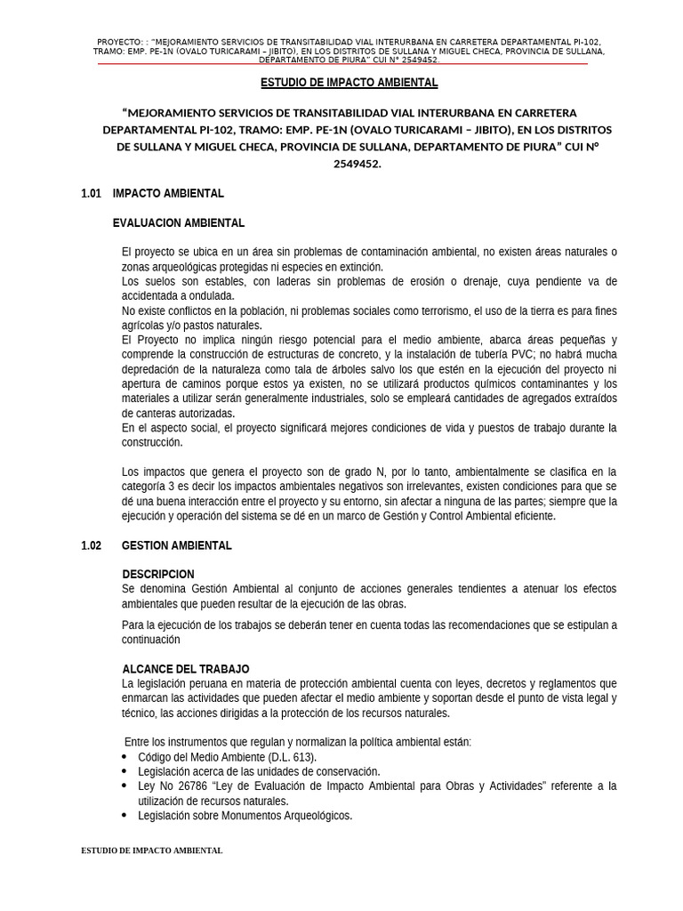 Estudio de Impacto Ambiental | PDF | Residuos | Entorno natural