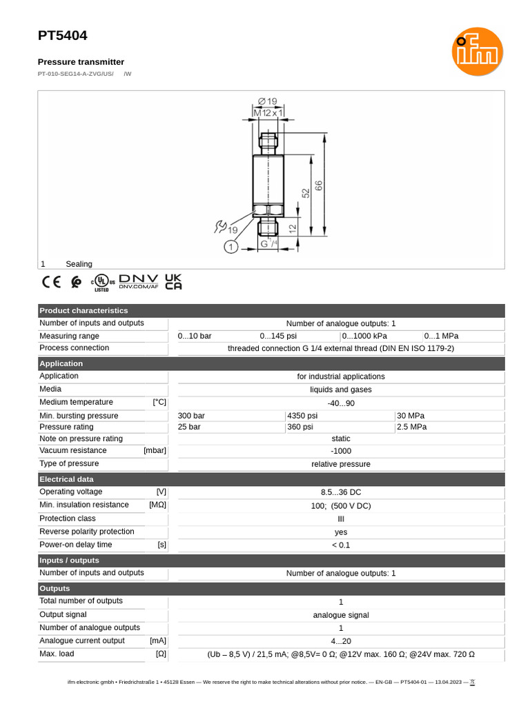 PT5404 01 - en GB | PDF | Pressure | Pascal (Unit)