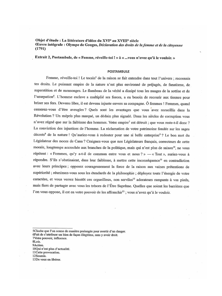 Postambule Olympe de Gouges | PDF
