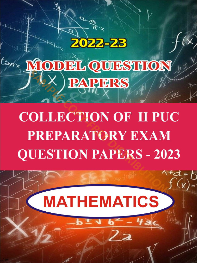 II PUC Mathematics Preparatory Exam 2023 | PDF | Function (Mathematics ...
