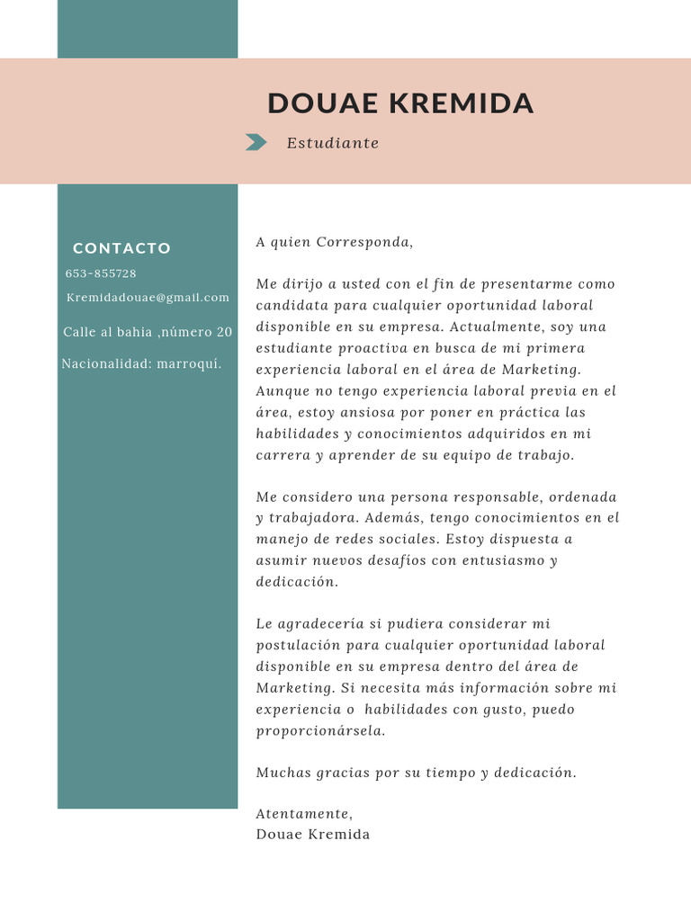 Carta de Presentación de Estudiante | PDF
