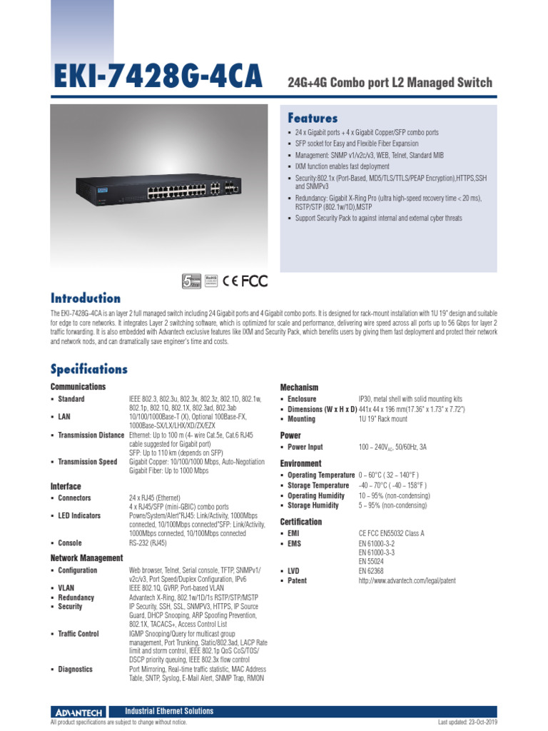 EKI-7428G-4CA Ethernet Switch Overview | PDF | Communications Protocols ...
