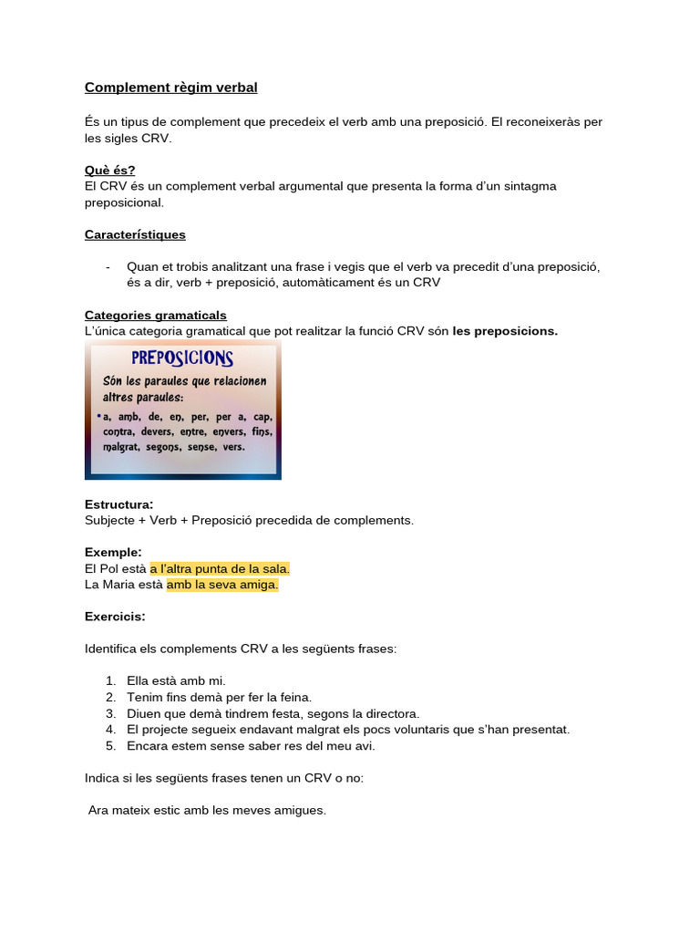 Complement Règim Verbal | PDF