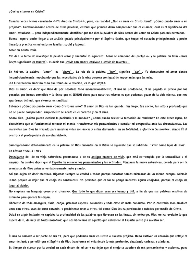 Amor en Cristo: Significado y Práctica | PDF | Amor | Cristo (título)