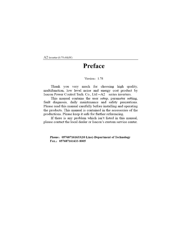 Préface. A2 Inverter (KW) - PDF Téléchargement Gratuit | PDF