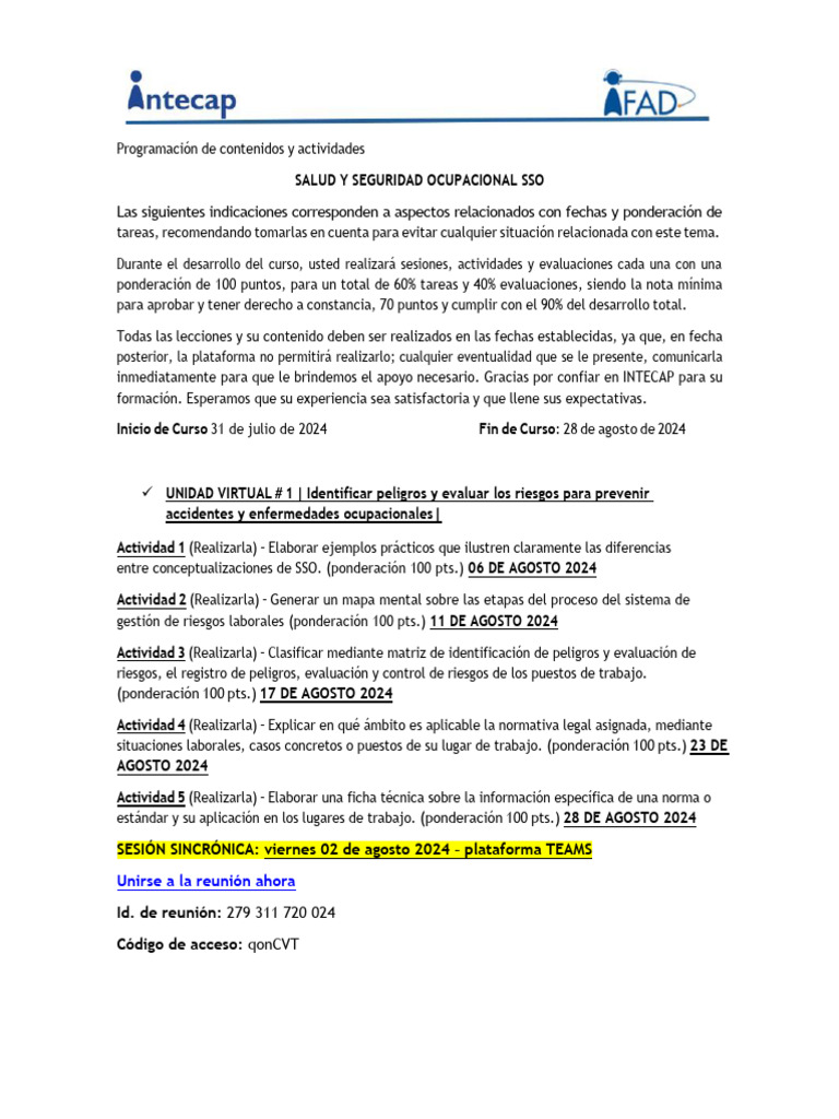 Dosificacion Actividades - 0032 | PDF | Crecimiento personal y profesional