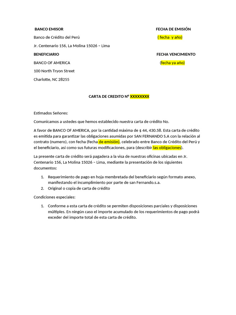 Carta de Credito | PDF | Carta de crédito | Bancos