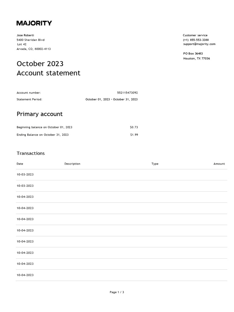 October 2023 Account Statement Summary | PDF | Credit Card | Personal ...