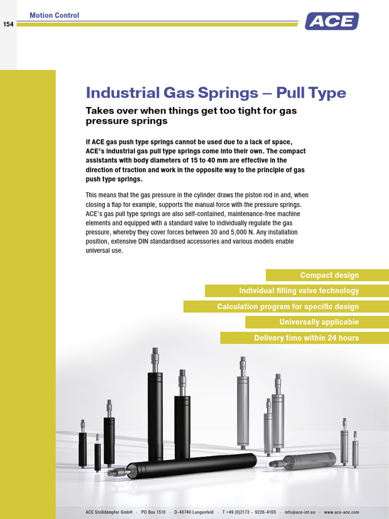Industrial Pull Type Gas Springs Guide | PDF | Piston | Valve