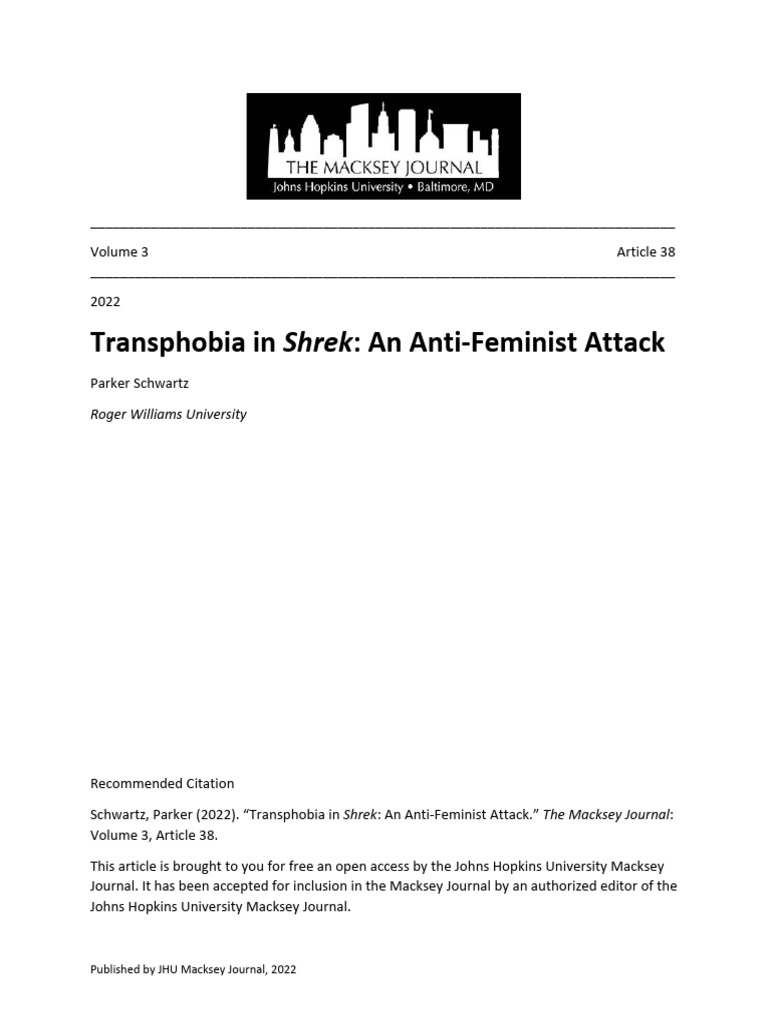 Transphobia and Feminism in Shrek | PDF | Feminism | Gender Studies