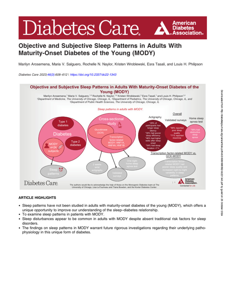Objective and Subjective Sleep Patterns in Adults With Maturity-Onset ...