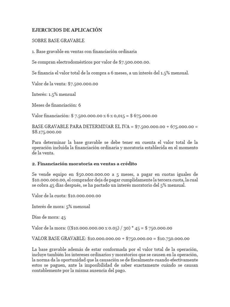 SOLUCIÓN EJERCICIOS BASE GRAVABLE IVA | PDF | Depreciación | Impuesto ...