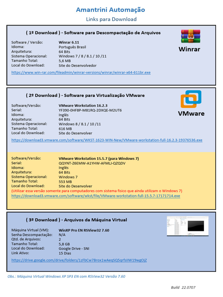 Downloads de WinRAR e VMware | PDF