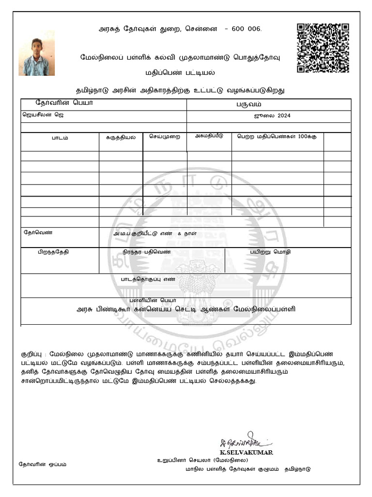 1 JUL Provisional Marksheet | PDF