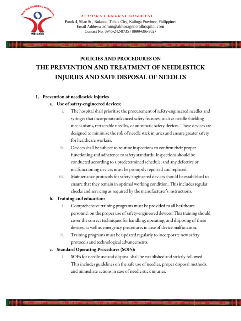 Image showcasing Needle Safety Protocols for Staff | PDF | Medicine | Health Care