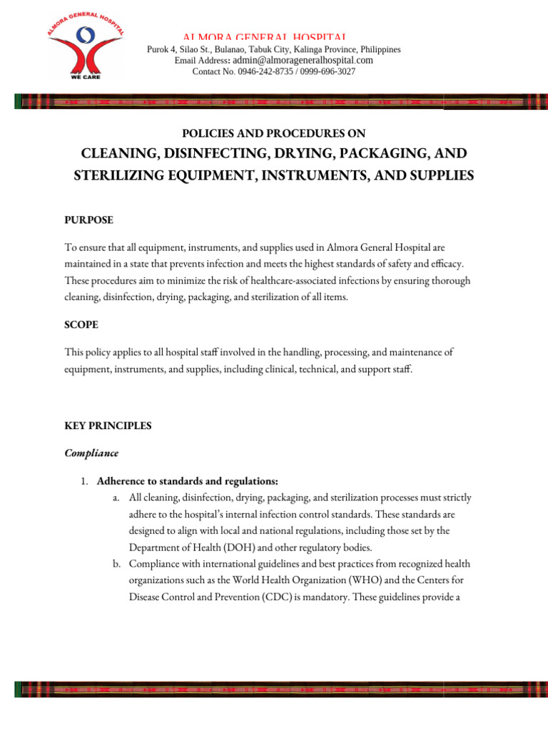 Cleaning and Sterilization Protocols | PDF | Sterilization ...