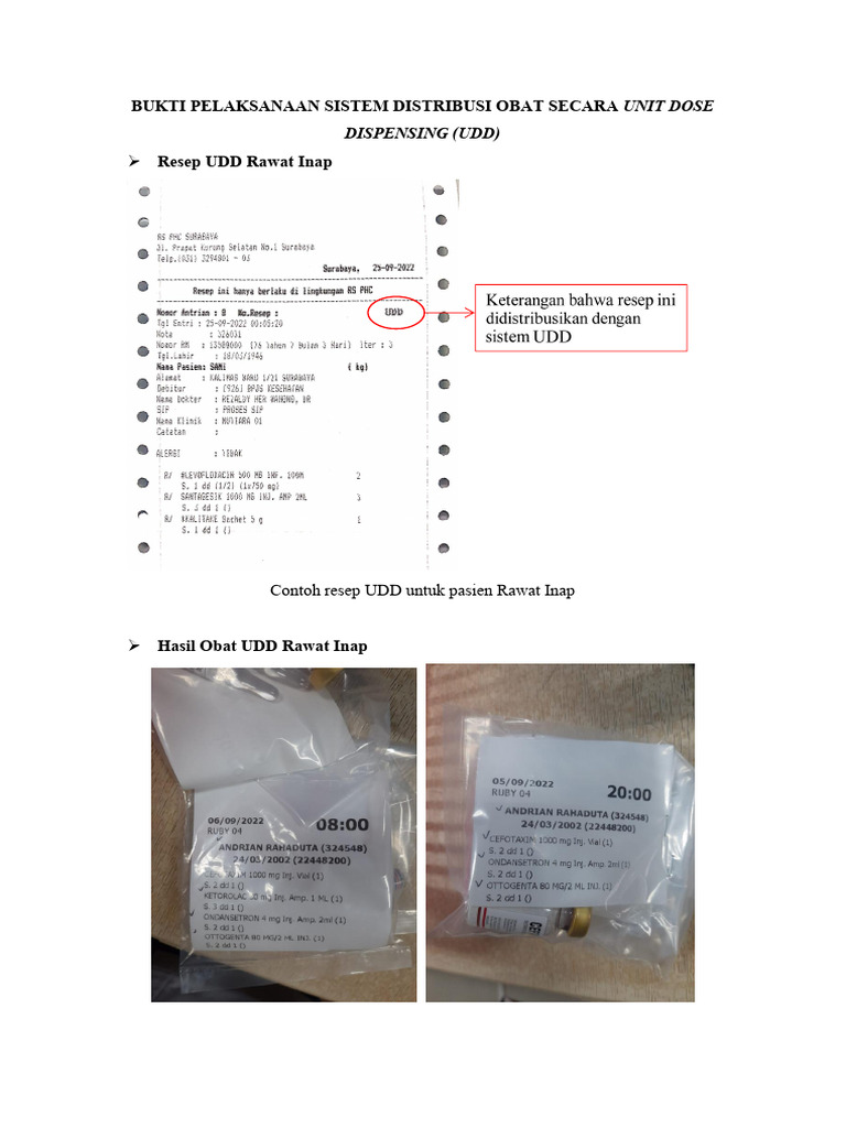 Contoh Resep Obat UDD Rawat Inap | PDF