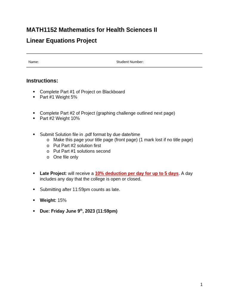 Math1152 Project Linear 2022031 - 1686261426583 | PDF | Slope | Line ...