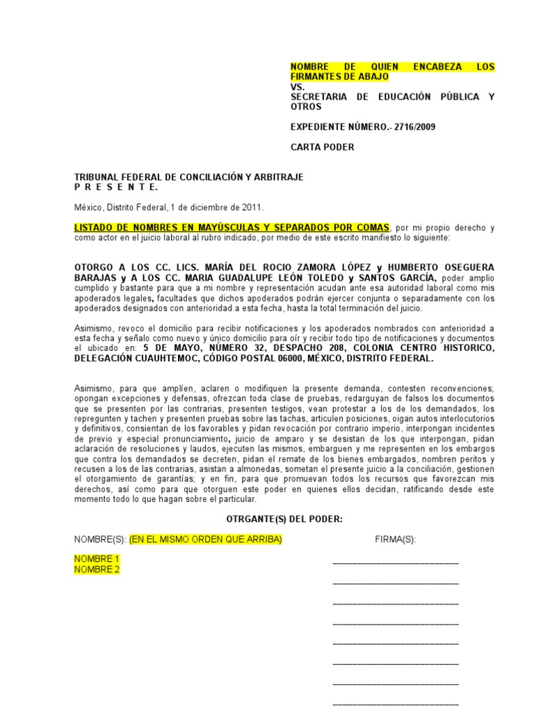 Carta Poder, Cend, 1 Diciembre 20011 México Gobierno