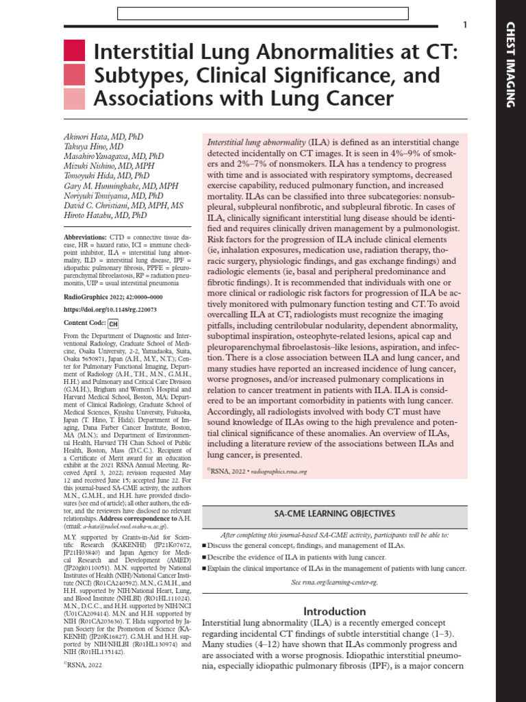 Interstitial Lung Abnormalities at CT | PDF | Lung | Lung Cancer