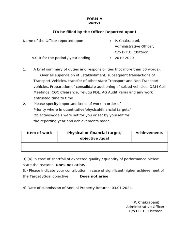 Officer Self-Assessment Report | PDF