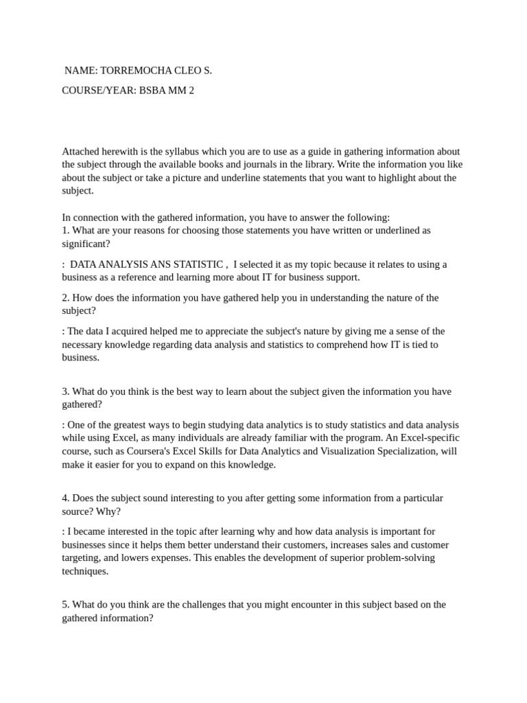 Activity 1 | PDF | Data | Information