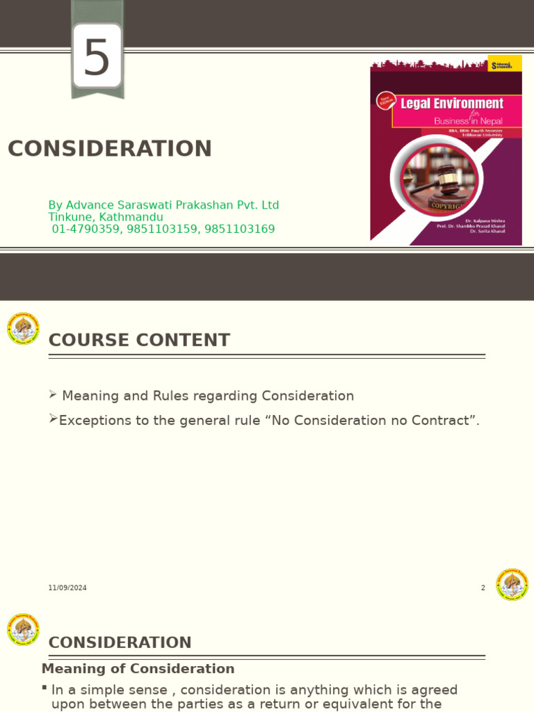 Chapter 5 - Consideration | PDF | Consideration | Consent