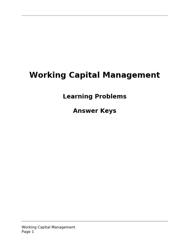 Working Capital Management Solutions | PDF | Factoring (Finance) | Interest