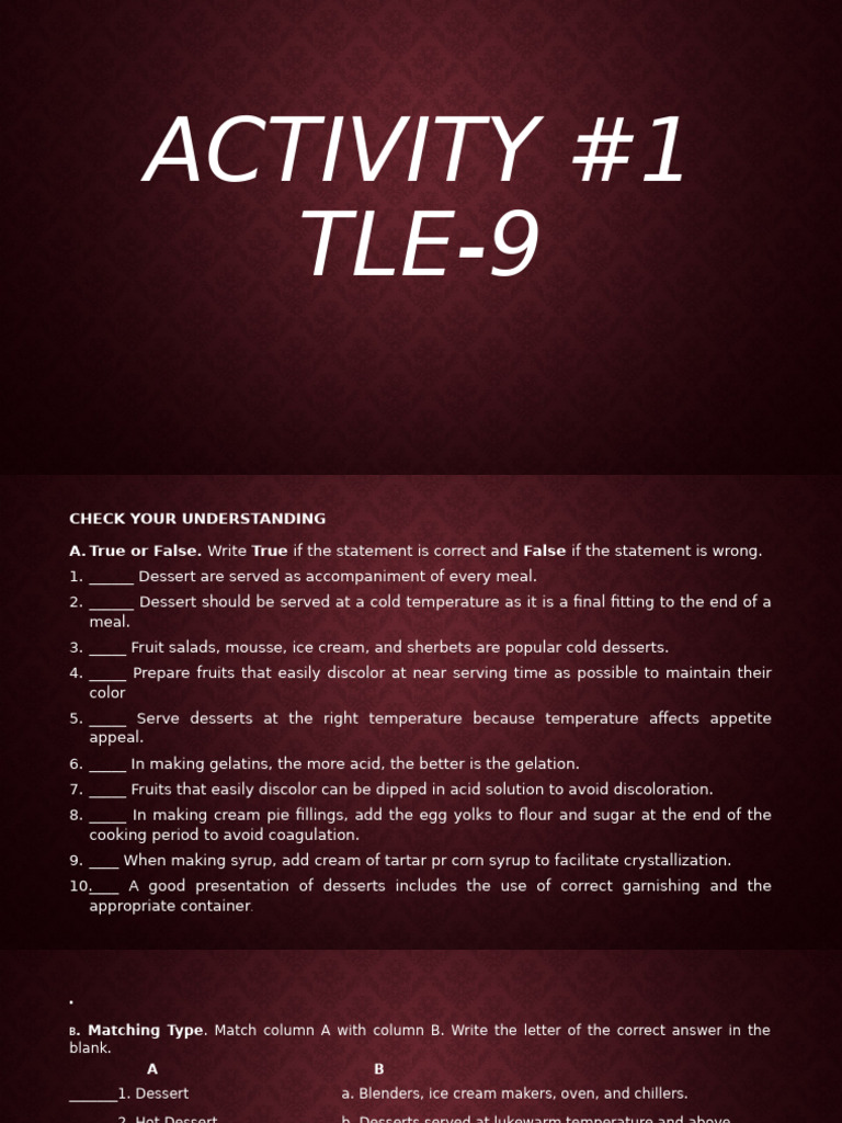 Dessert Preparation and Serving Guide | PDF