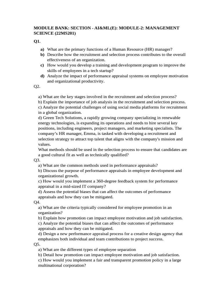 Module Bank - Module2 | PDF | Recruitment | Performance Appraisal