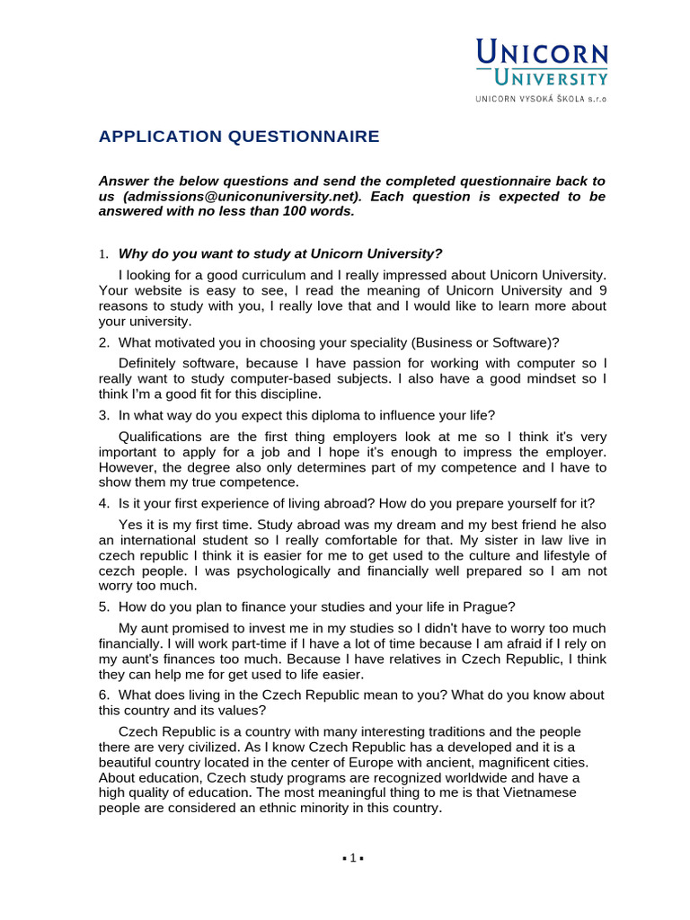 Unicorn University Application Insights | PDF | Cognition | Psychology