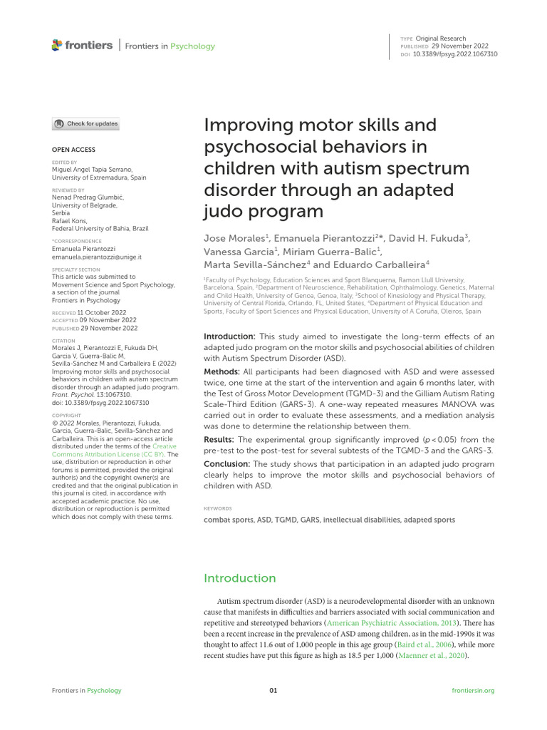 Improving Motor Skills and Psychosocial Behaviors in Children With ...