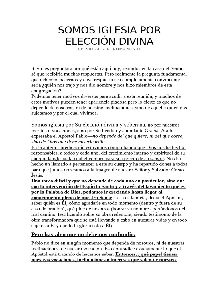 Elección Divina y Vocación en la Iglesia | PDF | Cristo (título ...