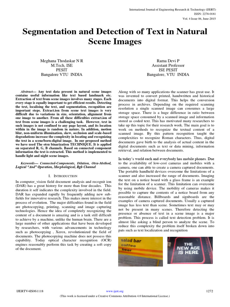 Text Detection in Natural Scene Images | PDF | Image Segmentation ...