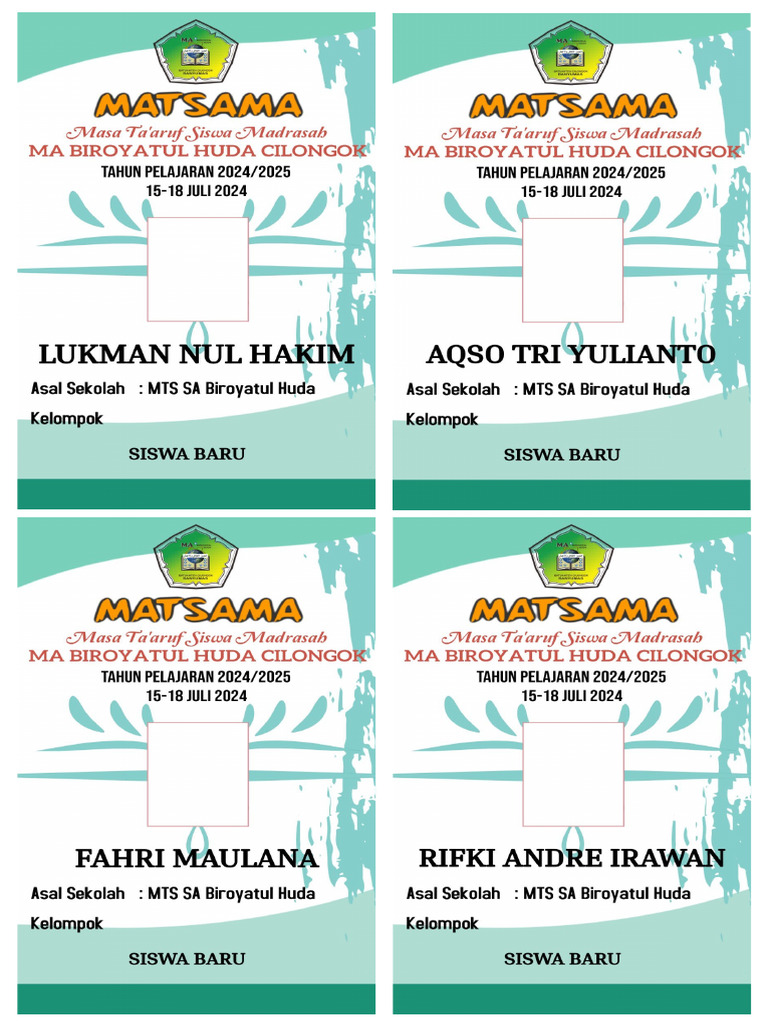 Name TAG SISWA | PDF
