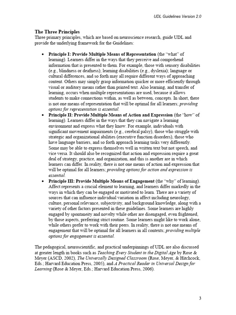 Principles Of Udl Pdf Disability Learning