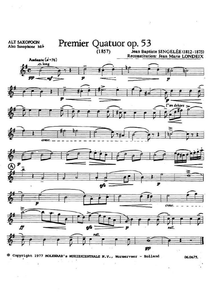 サンジュレー サックス四重奏 A - サクソフォン四重奏曲 - サンジュレー | PDF