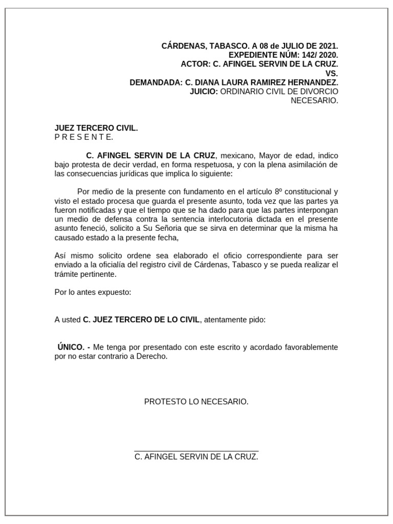Solicitud de Sentencia Interlocutoria para Que Cause Estado. | PDF