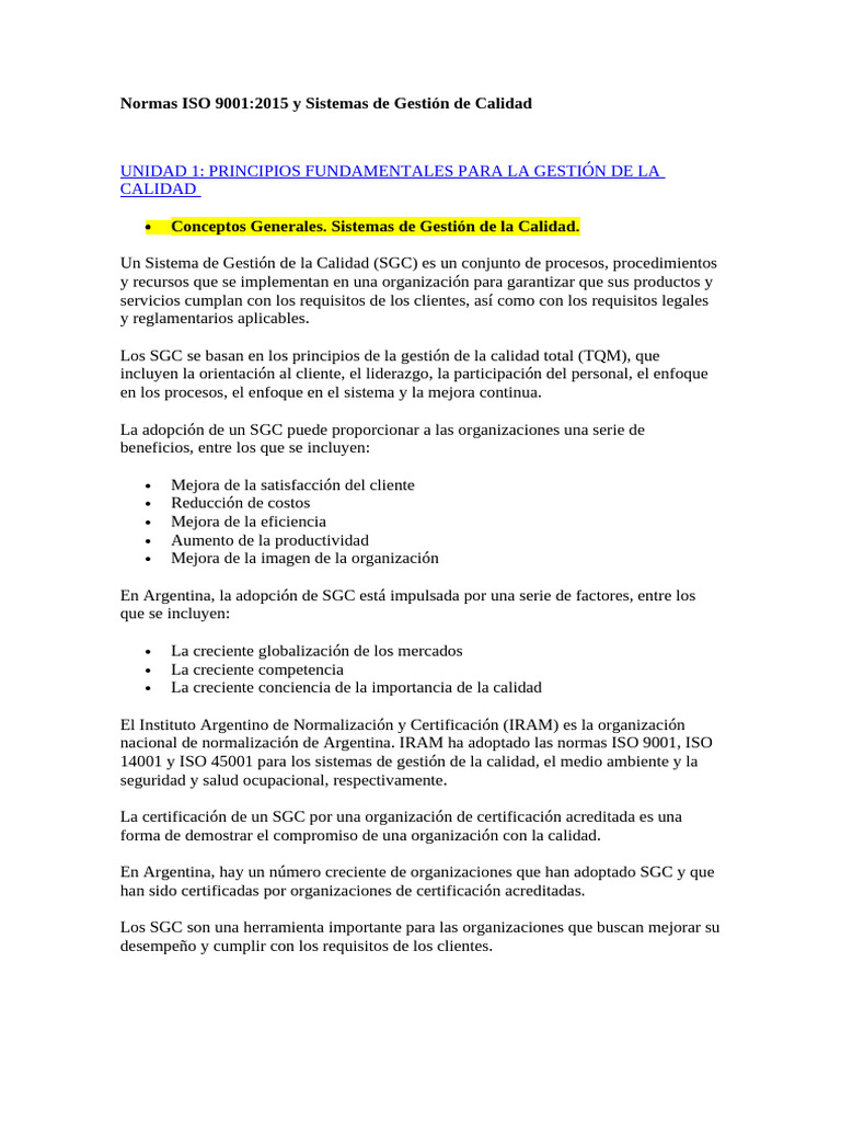 Normas ISO 9001:2015 en Argentina | PDF | Sistema de manejo de calidad ...