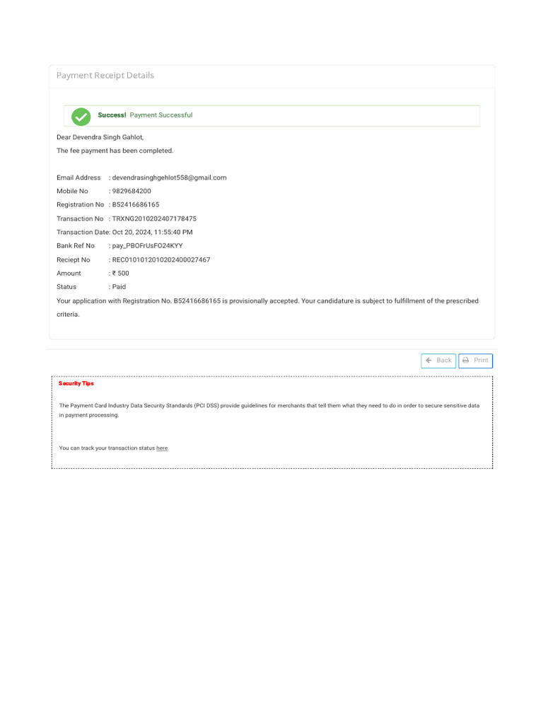 Payment Receipt for Devendra Singh Gahlot | PDF | Law