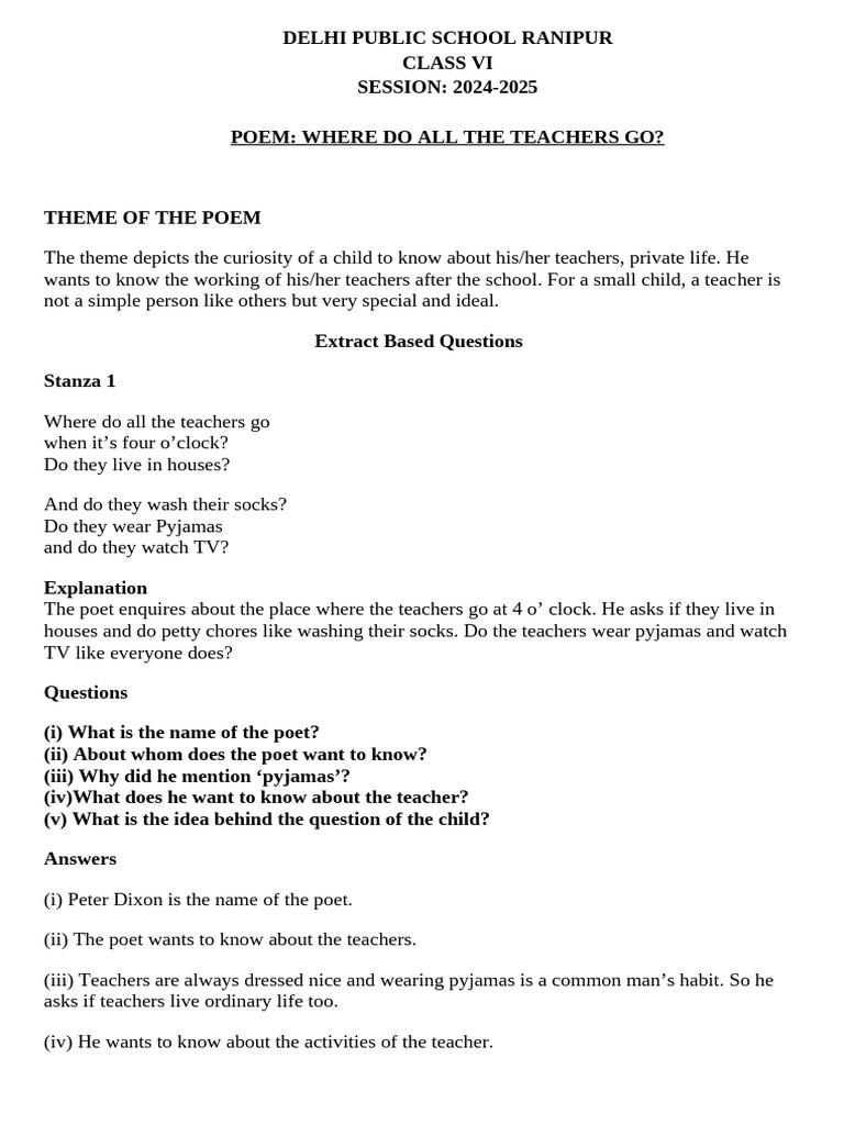 Where do all the teachers go assignment 1 111 pdf language arts