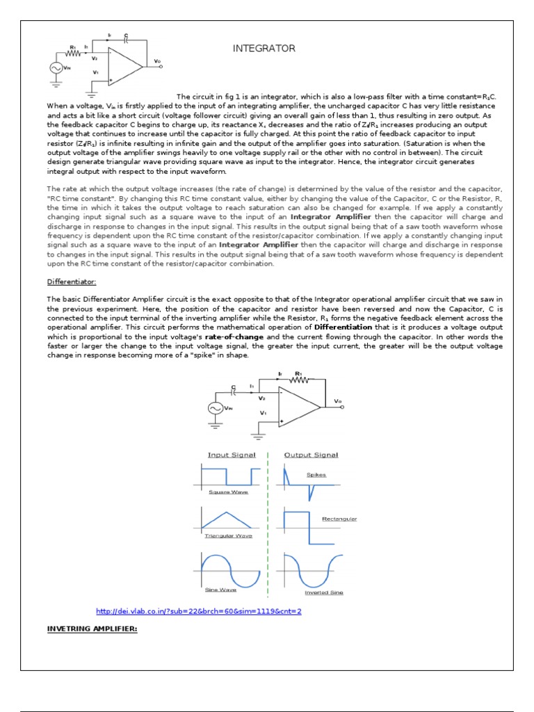 Integrator Circuit and Waveform Analysis | PDF | Amplifier ...