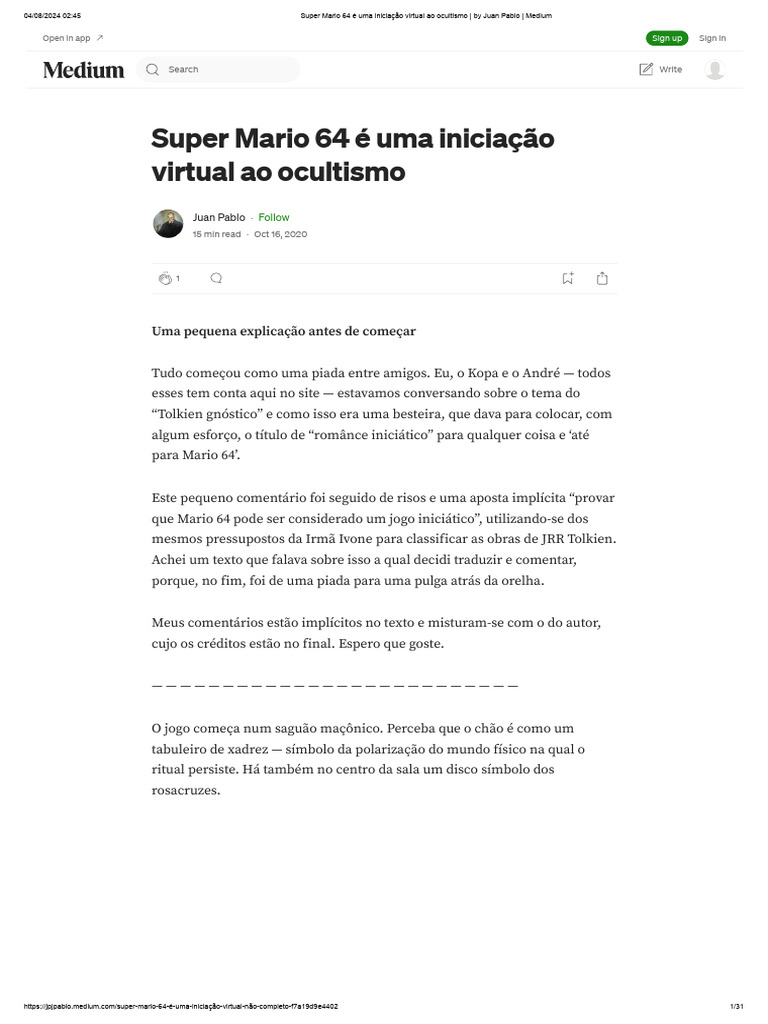 Super Mario 64 e o Ocultismo Virtual | PDF | Alquimia | Oculto